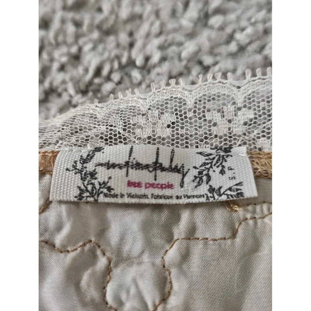 Intimately Free People Night Special Cami Floral Lace Trim Women Small Tan